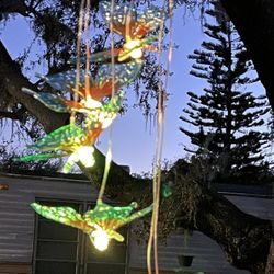 Solar Powered Butterfly Wind Chime - LED Multi-Color - On/Off Switch - Tested
