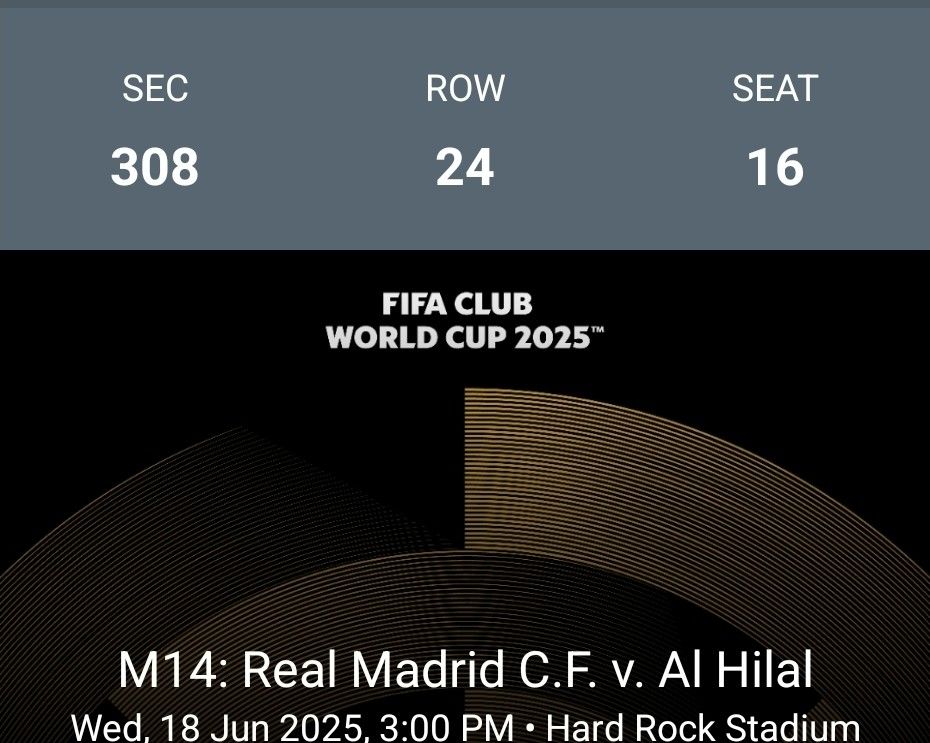 Ticket For Real Madrid Vs AL Hilal