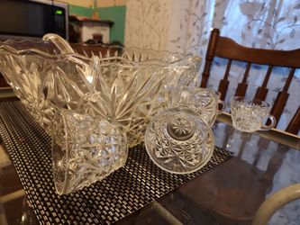 14 PC Punch Bowl Cut Glass