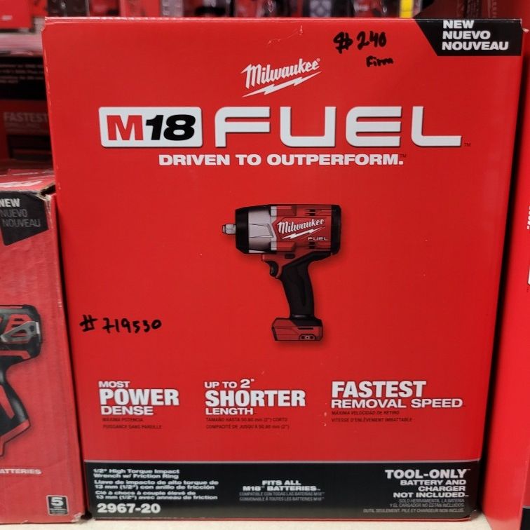 Milwaukee M18 Fuel 1/2 " High Torque Impact Wrench W Friction Ring 