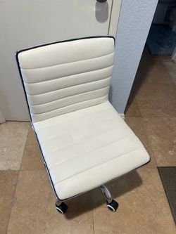 White Armless Office Chair with Casters