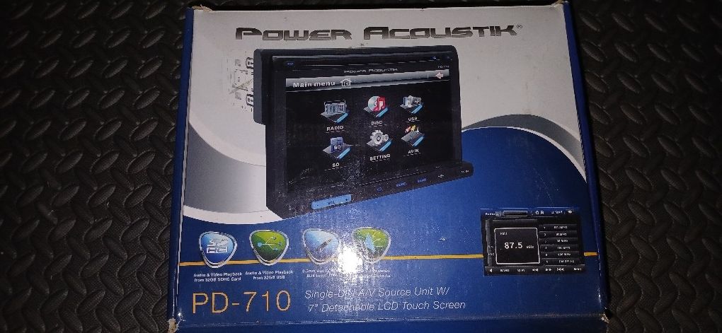 USED 'POWER ACOUSTIK' 'PD-710' Single-Din MULTIMEDIA UNIT w/ 7" TOUCHSCREEN DISPLAY