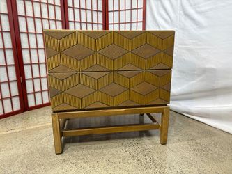 Two Drawer Geometric Front Nightstand