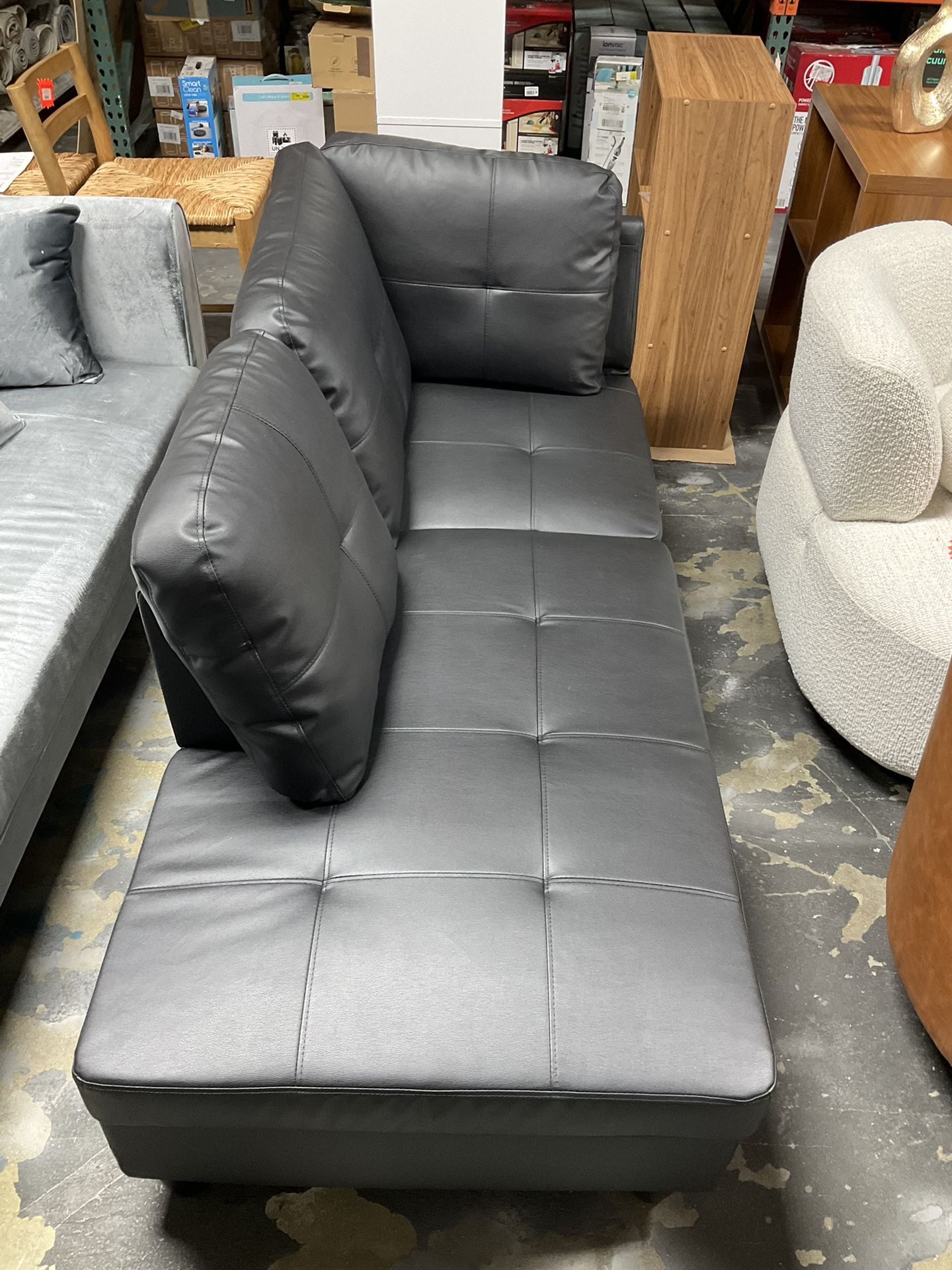 Black Faux Leather Accent Couch