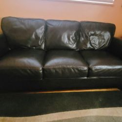 Dark Brown Leather Couch 