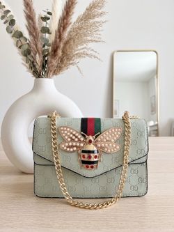 Mint Green Monogram Chain Shoulder Bag