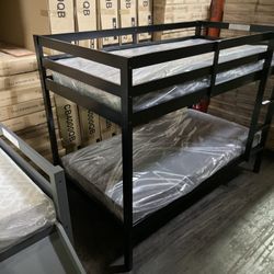 Twin bunk bed. Comes in espresso, white & grey. Assembly required. Assembly not included. Taxes included. Free delivery.  Bunk bed only-$220 Bunk bed 
