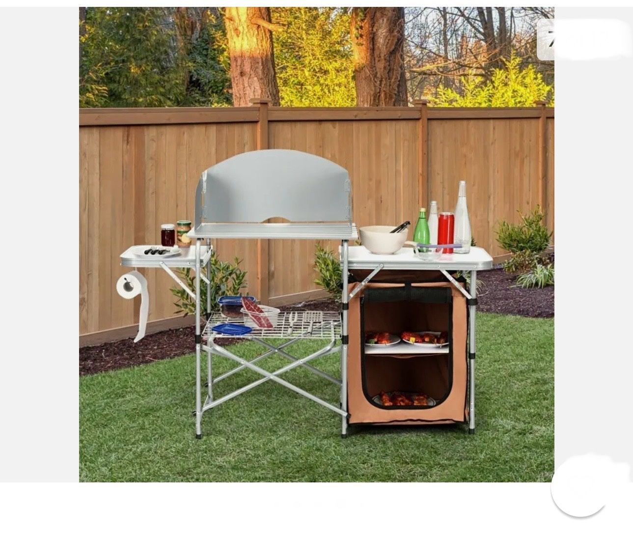 π Foldable Camping Table Outdoor BBQ Portable yard Grilling Stand W/Windscreen Bagπ