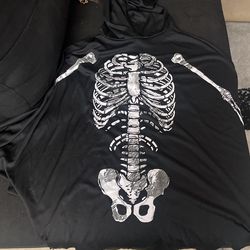 Skeleton Poncho With Hoodie