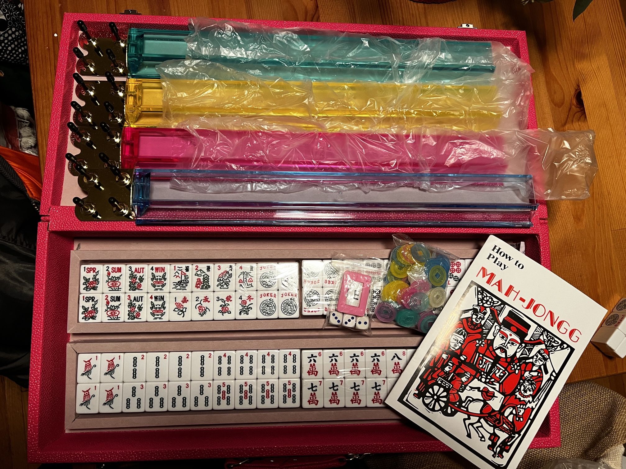 Mahjong Set in Pink Case