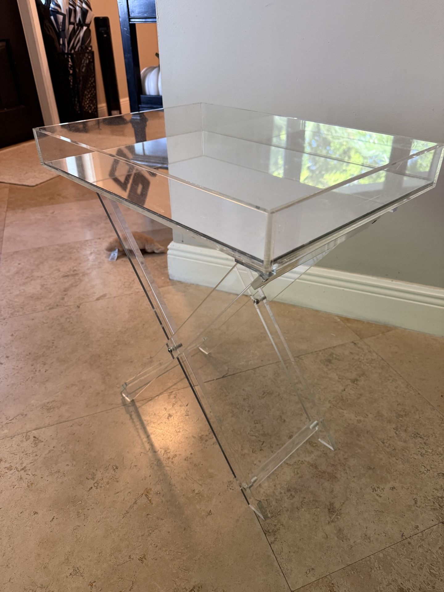 Acrylic Mirrored-Top Folding Tray Table