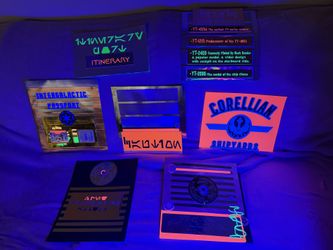 Homemade Star Wars Decorative Ship Panels. Black Light Activated Paper.