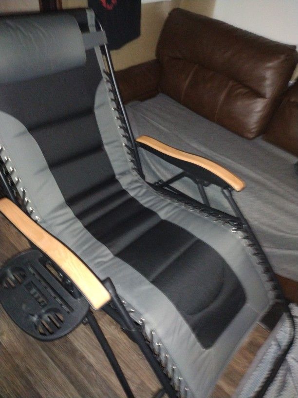 Camping Chair Folding Reclining Like New Adjustable With Drink Hold 