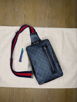 GG Supreme Monogram Web Belt Bag Black Grey