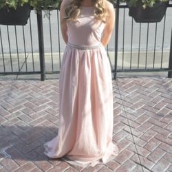 Aidan Maddox NWT size 10 Pink Blush Beaded Halter Dress Gown
