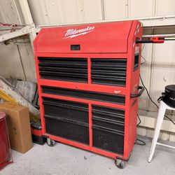 Tool Storage Milwaukee 41 in. W x 22 in. D Heavy Duty Rolling Red Tool Chest Combo