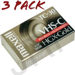 3 Pack Maxell MAX203010 High Grade VHS-C Videotape Cassette