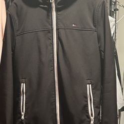 Tommy Hilfiger Sherpa Lined Soft Shell Jacket Men's S Black Hooded Full Zip