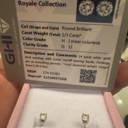 Diamond Earrings 1/3 Carat