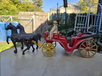 Vintage Cast Metal Stanley Surrey Horse Drawn Carriage toy