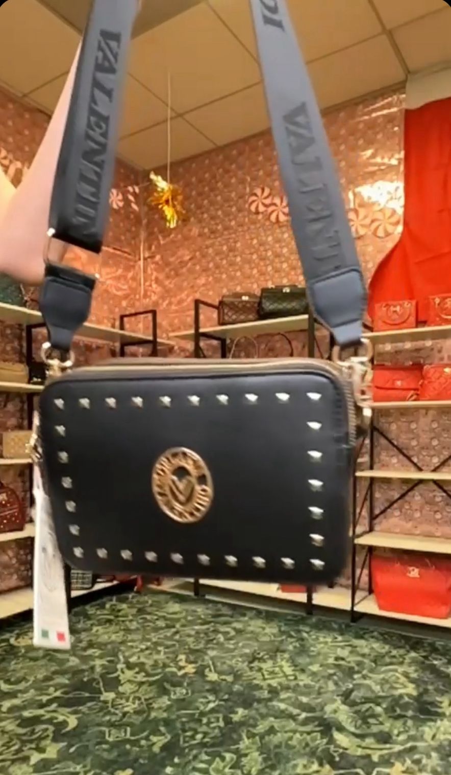 Valentino Orlandi Black Studded Square Crossbody Bag – New With Tags