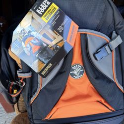 Klein Tools, 55421BP14, 20" Electrician's Tool Backpack, 39 Pockets, Black, Orange