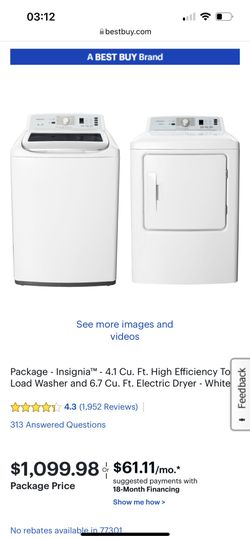 Insignia Electric Washer & Dryer Set