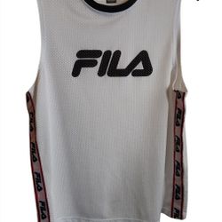 Fila Athletic Active Wear White Mesh Tank Top Basketball Jersey Mens Size XL