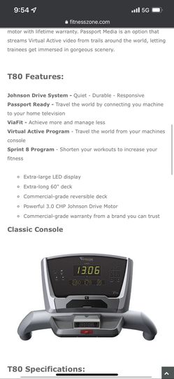 VISION FITNESS T80 CLASSIC TREADMILL for Sale in Las Vegas NV OfferUp