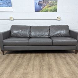 Modern Grey Faux Leather Couch