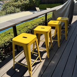 Set Of 4 Outdoor Metal Stools 