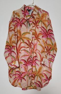 NWT Women's Pink Tropical Tree Long Shirt Size 1X