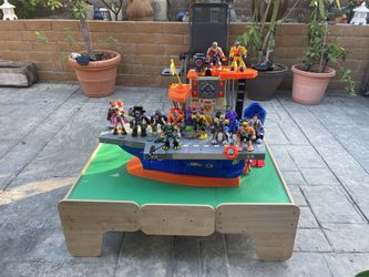 Used Fisher Price Rescue Heroes Aquatic Aircraft Carrier Command Center-Untested With The Action Figures.