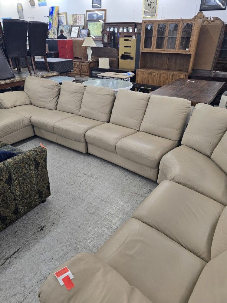 5 Piece Leather Sectional Couch 