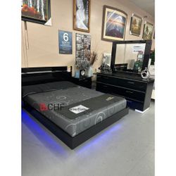 modern queen size bed frame with LED Light 