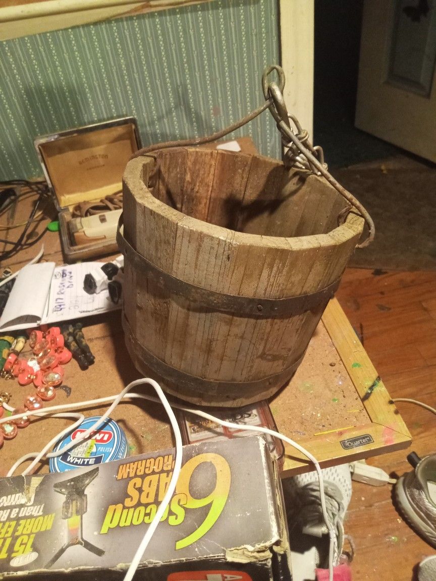 75 Plus Some Year Old Well Water Bucket Solid Wood