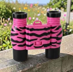 KICKO 6" Zebra Stripe Pink Toy Binoculars Safari Discovery Expedition Adventure. These Kicko Zebra Stripe Pink Toy Binoculars feature a vibrant pink a