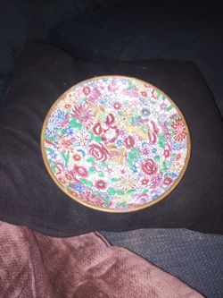 Floral Vintage Plate Hand Painted In Hong Kong