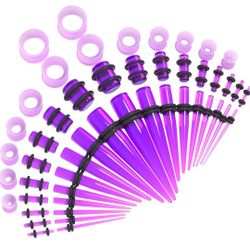 Kit de estiramiento de calibre de oreja de 50 piezas 14G-00G | Kit de estiramiento de orejas Tapers Plugs Tunnels Set Piercing Jewelry
