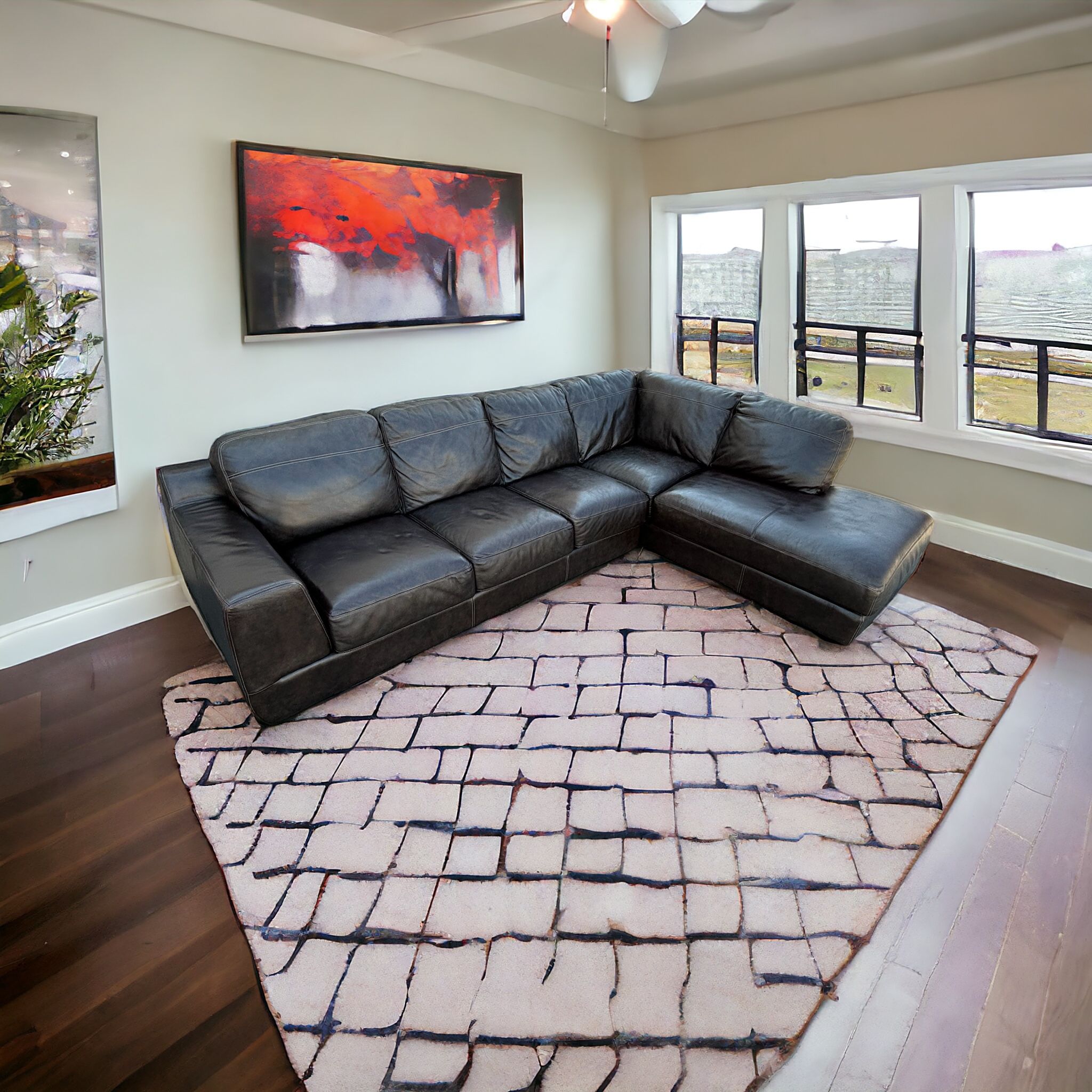 High End Custom Brown Leather Sectional from Jaymar! Good Condition! FREE DELIVERY!!!