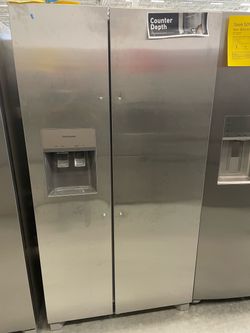 Frigidaire stainless steel side by side refrigerator counter depth