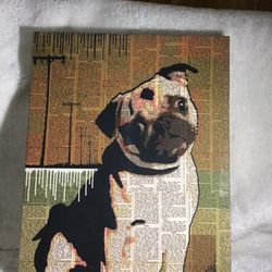 Pug Dog Wall Art Print,dog Home Decor-newspaper Back Ground 