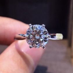 Sterling Silver 925 5CT Certified Moissanite Diamond 💎 Excellent Cut Sparkling Wedding Ring Size 7  