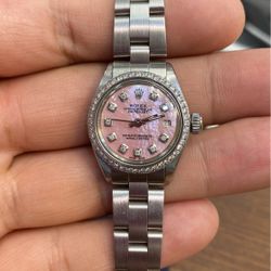 Rolex Ladies 26 mm Diamond Pink Pearl Oyster Full Set Box Papers Buy Sale Trade Cartier Tudor Patek Audemars Richard Mille Corum Omega