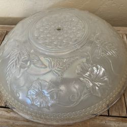 Antique Art Nouveau Large 15 1/2” Iridescent White Morning Glory Glass Ceiling Shade