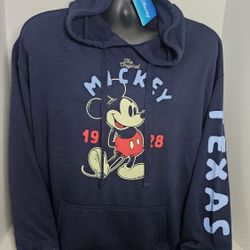 Disney The Original Mickey Mouse "Texas" Hoodie W Pockets 2XL 