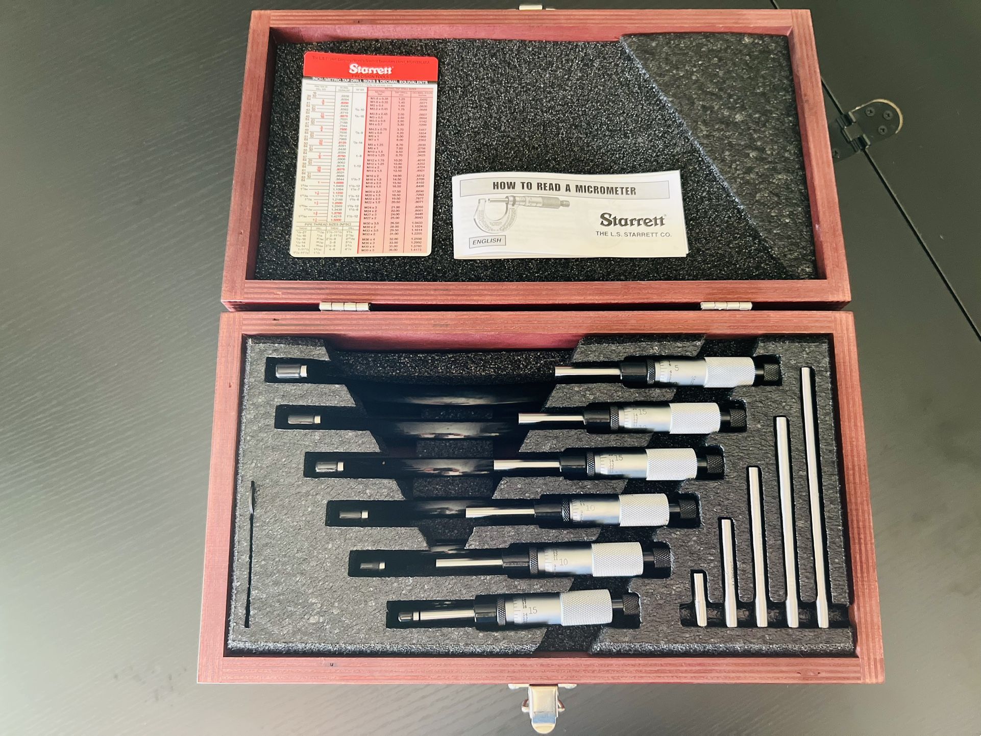 STARRETT No. 436 Outside Micrometer Set 0-6”