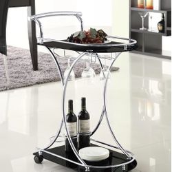 Bar Cart with Wheels Handle Rolling Home Bar Serving Carts 2 Tier Curved Anti-Collision Storage Small Trolley with Wine Rack and Glass Holder for Kitc