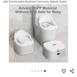 3-in-1 Toddler Potty Training Toilet & Detachable Training Seat & Sturdy Step Stool, Larger Potty Chair for Boy & Gir with Comfortable Backrest, Armre