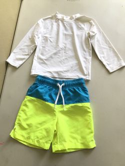 Boys Long Sleeve Swim Rashguard and swim trunk